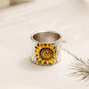 Anillo Ancho de Girasol Dorado en Plata 925