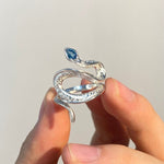 Anillo Ajustable de Cobra con Topacio Azul en Plata