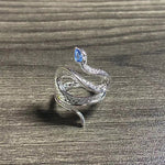 Anillo Ajustable de Cobra con Topacio Azul en Plata