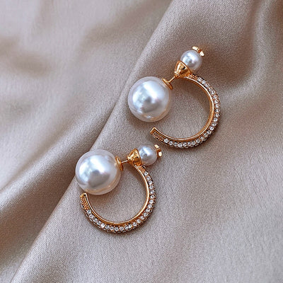 Pendientes de Perla con Circonitas en Oro