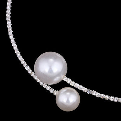 Conjunto Collar + Pulseras Nupcial con Perlas en Plata y Baño de Oro