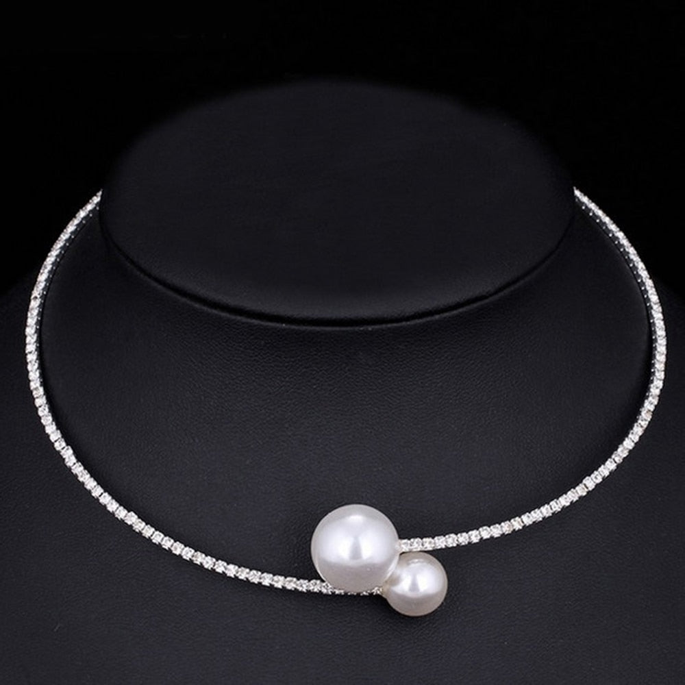 Conjunto Collar + Pulseras Nupcial con Perlas en Plata y Baño de Oro