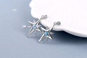 Pendientes De Estrella Azul en Plata 925