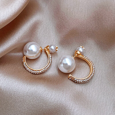 Pendientes de Perla con Circonitas en Oro