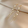 Aretes Colgantes con Circonitas y Perlas en Oro